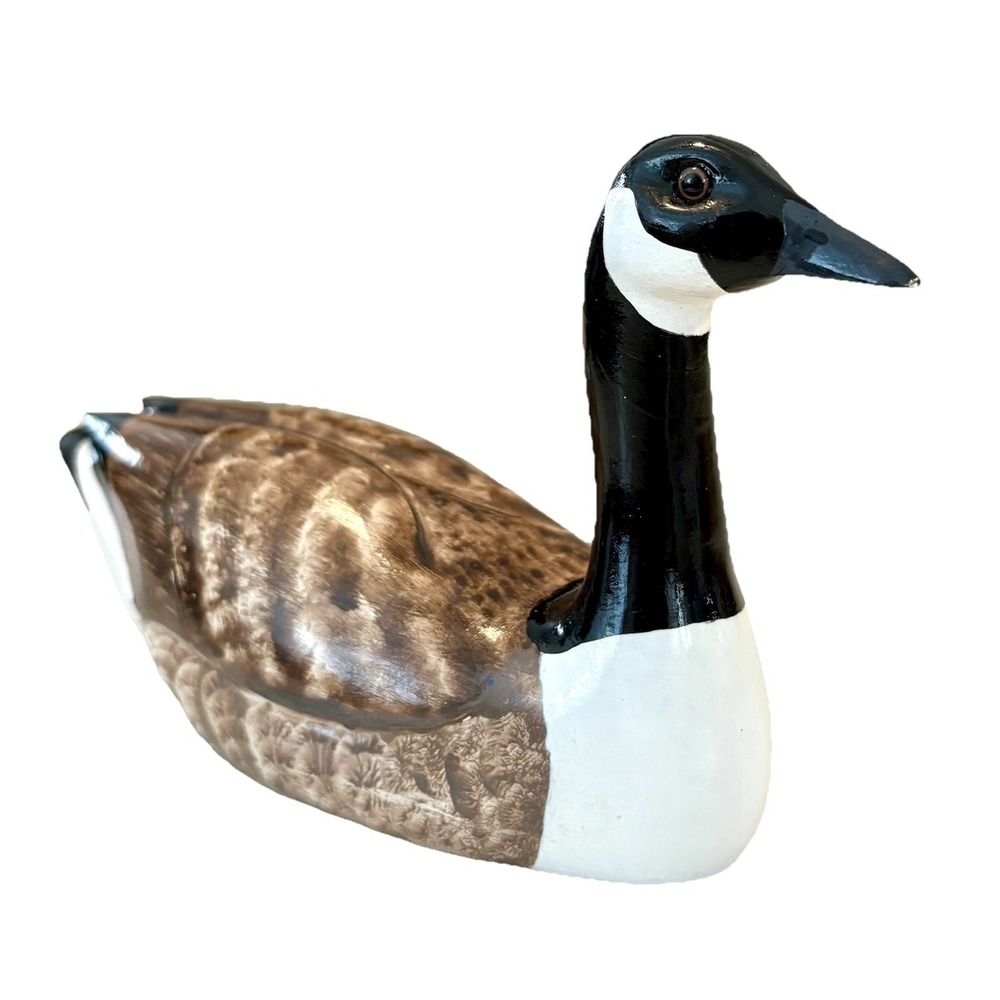 Vintage Handcrafted Carved Wooden Duck Decoy Hand Painted E C Gibbs Art Decor
